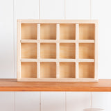13" x 10" x 2.5" Maple Sorting Compartment Storage Box / Crate - Removable Dividers - No Lid