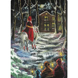 Jumbo Chalkboard Drawing Postcard - Bright December Moon (St. Nicholas) by Geertje Kapteijns 8.3 x 11.7 inches