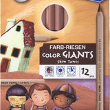 Lyra Color Giants Skin Tone Pencils, Set of 12, 7" Unlacquered Hexagon Barrels