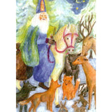 St. Nicholas with Animals Postcard by Ilona Bock - 4 1/8" x 5 13/16"