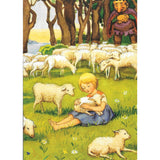 Elsa Beskow Postcard, Little Girl on the Sheep Pasture - 4-1/8" x 5-13/16"