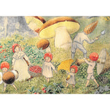 Elsa Beskow Postcard, Mushroom Harvesting - 4-1/8" x 5-13/16"