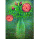 Roses in Green Vase Postcard by Ruth Elsasser - 4-1/8" x 5-13/16"