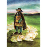 Shepherd (dark hat) with Sheep by Johanna Schneider - 4 1/8" x 5 13/16"