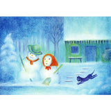 Snowman Couple (February) Postcard by Ruth Elsasser - 4 1/8" x 5 13/16"