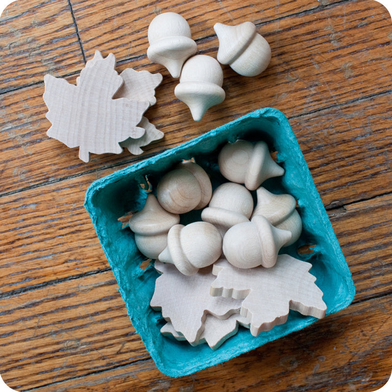 Wooden Maple Leaf Cookies & Play Acorns 