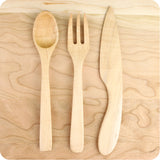 Handmade Wooden Adult Size Fork, Knife & Spoon - Maple Utensil Set