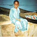 Boy in Piroque on Niger Bank Postcard - 4-1/8" x 5-13/16"