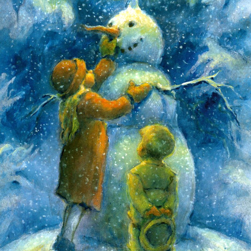 Candlelit Snowman Postcard