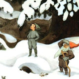 Elsa Beskow Postcard, Crooked-Root and Larch Winter Scene - 4-1/8" x 5-13/16"