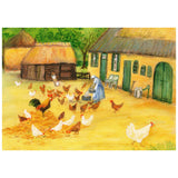 Chickens in the Yard - Postcard by M. v. Zeyl (4.25" x 6")