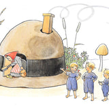 Elsa Beskow Postcard, Hat House - 4-1/8" x 5-13/16"